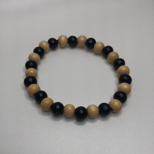 Black Dark and Light Wood Beaded Christian Bracelet