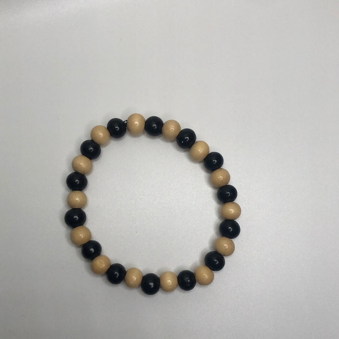 Black Dark and Light Wood Beaded Christian Bracelet