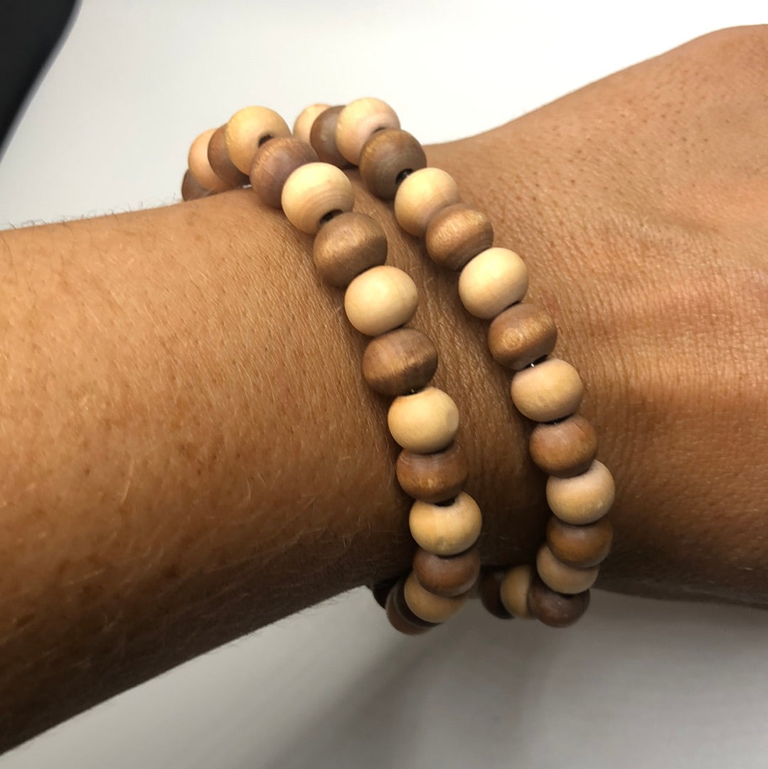 Set of 2 Wood Beaded Bracelet